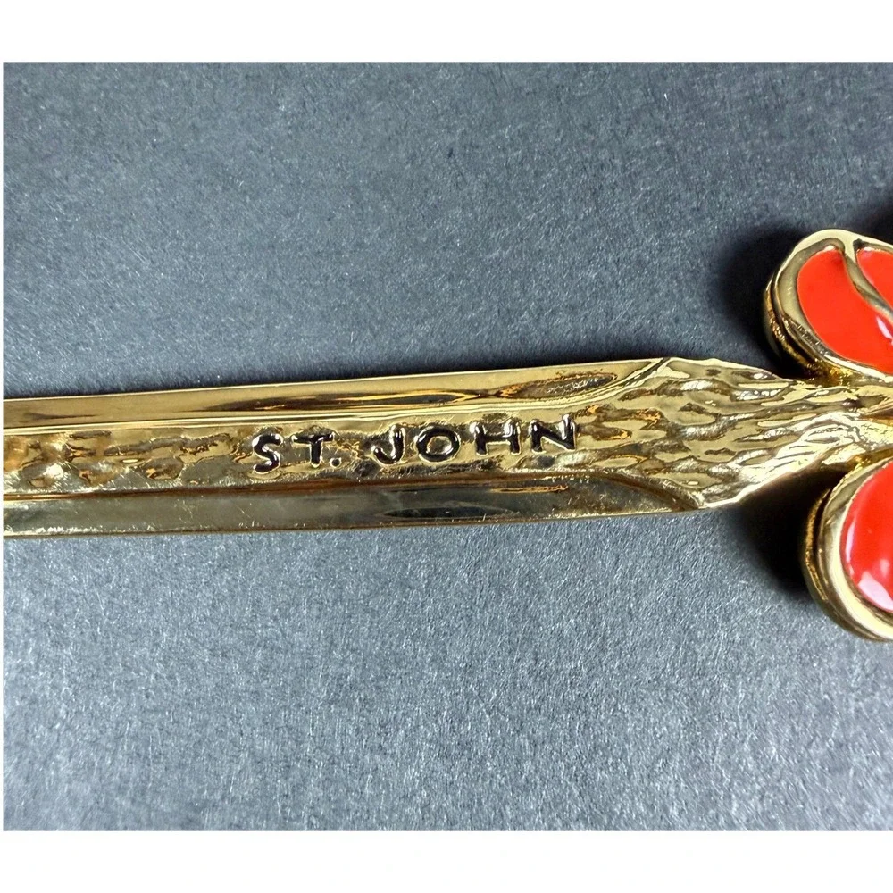 Vintage Marie Gray St. John Gold Tone Red Enamel Butterfly Letter Opener